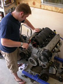 Dustin working on LS1 Engine